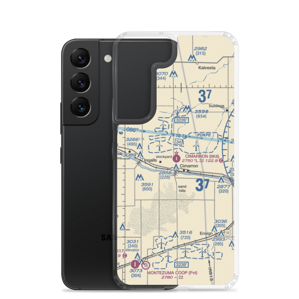 Cimarron Municipal Airport (8K8) VFR Sectional Samsung Case Samsung Galaxy S22 model shown