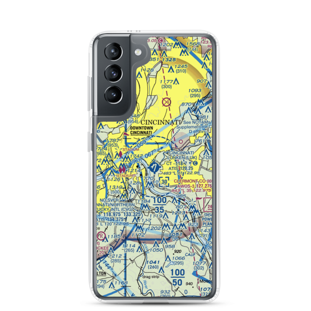 Cincinnati Municipal Airport Lunken Field (LUK) VFR Sectional Samsung Case Samsung Galaxy S21 model shown