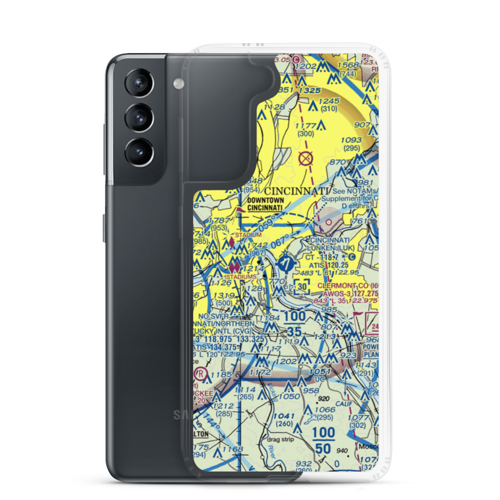 Cincinnati Municipal Airport Lunken Field (LUK) VFR Sectional Samsung Case Samsung Galaxy S21 model shown