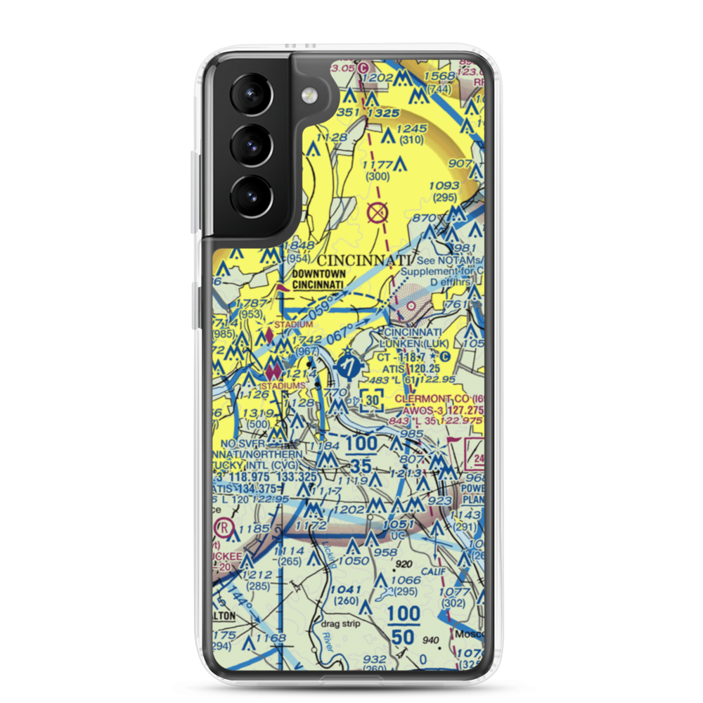 Cincinnati Municipal Airport Lunken Field (LUK) VFR Sectional Samsung Case Samsung Galaxy S21 Plus model shown