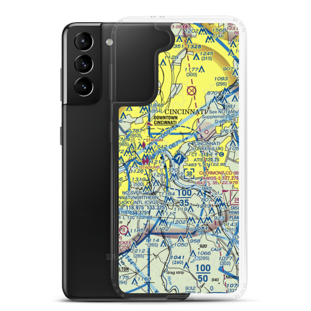 Cincinnati Municipal Airport Lunken Field (LUK) VFR Sectional Samsung Case Samsung Galaxy S21 Plus model shown