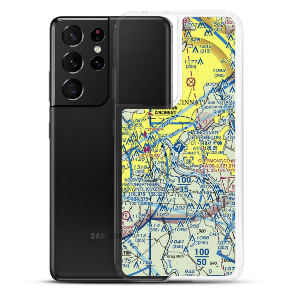 Cincinnati Municipal Airport Lunken Field (LUK) VFR Sectional Samsung Case Samsung Galaxy S21 Ultra model shown