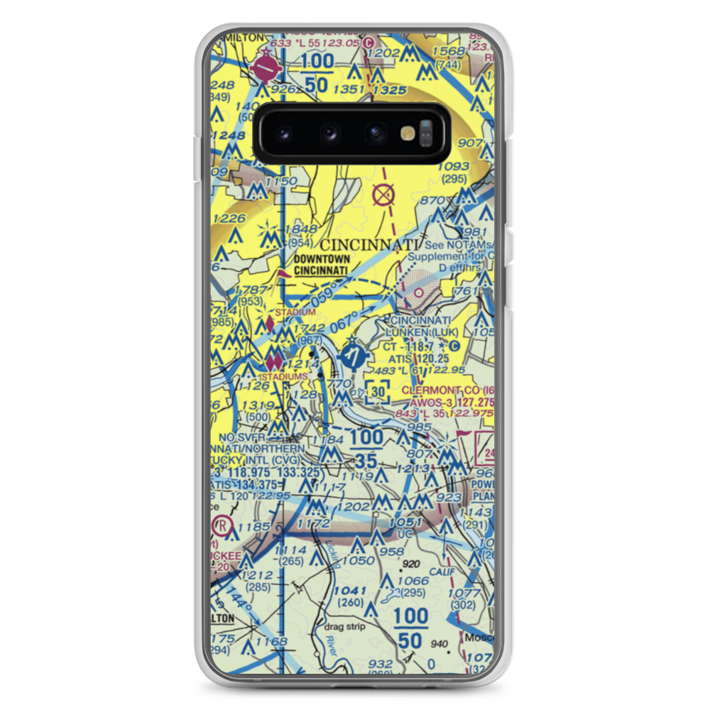 Cincinnati Municipal Airport Lunken Field (LUK) VFR Sectional Samsung Case Samsung Galaxy S10+ model shown
