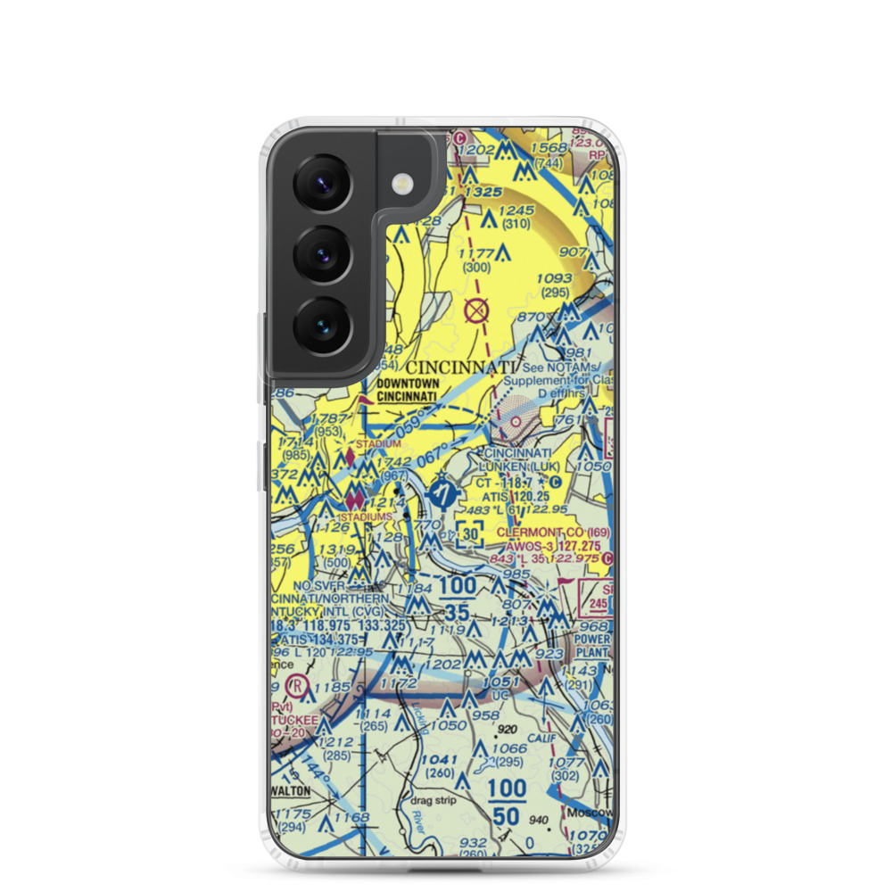 Cincinnati Municipal Airport Lunken Field (LUK) VFR Sectional Samsung Case Samsung Galaxy S22 model shown