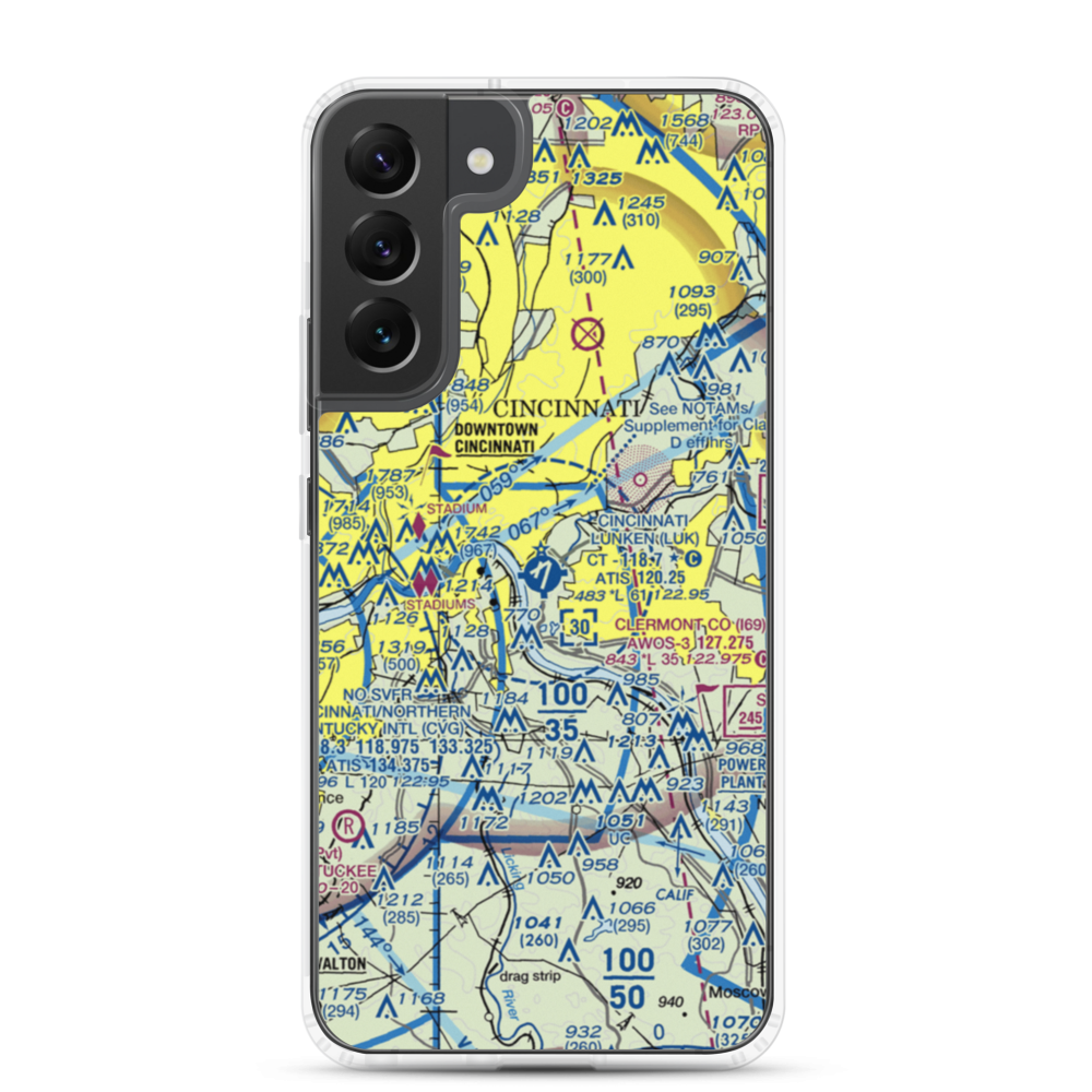 Cincinnati Municipal Airport Lunken Field (LUK) VFR Sectional Samsung Case Samsung Galaxy S22 Plus model shown