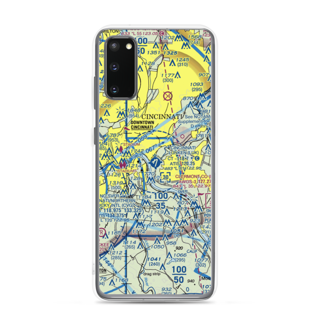 Cincinnati Municipal Airport Lunken Field (LUK) VFR Sectional Samsung Case Samsung Galaxy S20 model shown