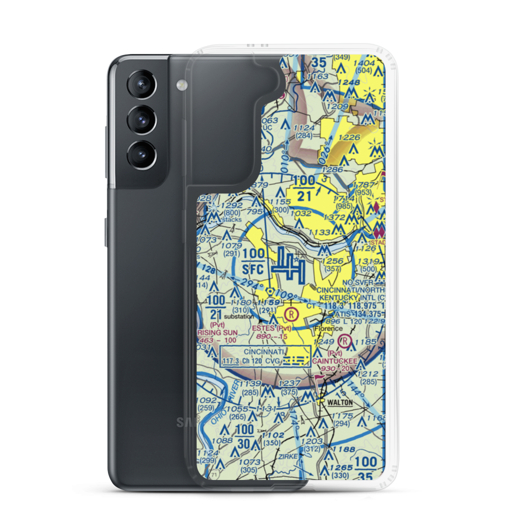 Cincinnati Northern Kentucky International Airport (CVG) VFR Sectional Samsung Case Samsung Galaxy S21 model shown
