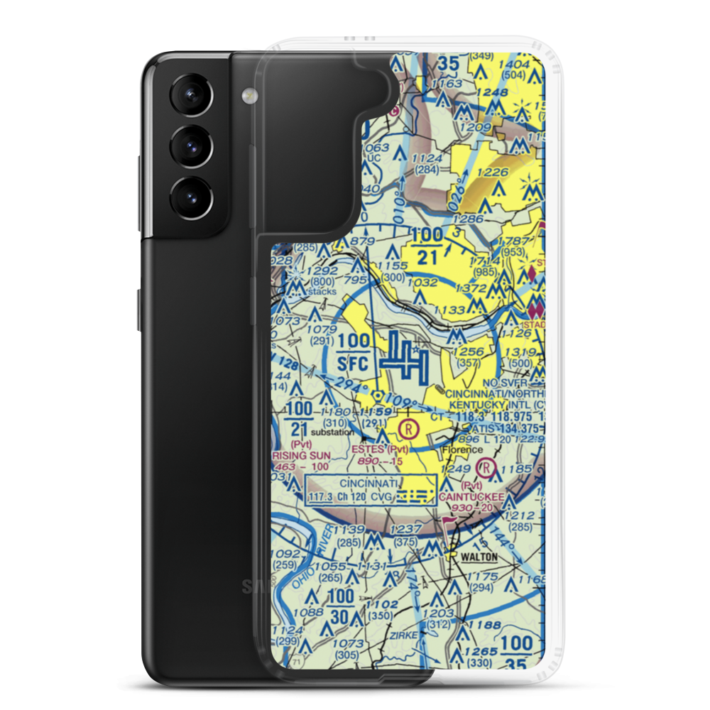 Cincinnati Northern Kentucky International Airport (CVG) VFR Sectional Samsung Case Samsung Galaxy S21 Plus model shown