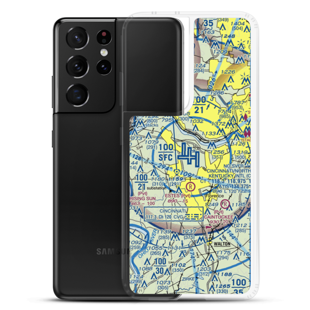Cincinnati Northern Kentucky International Airport (CVG) VFR Sectional Samsung Case Samsung Galaxy S21 Ultra model shown