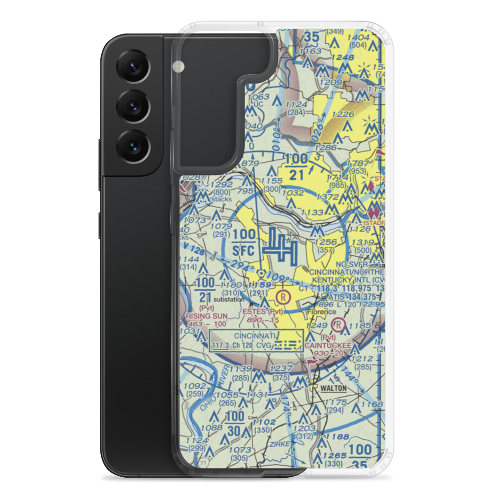 Cincinnati Northern Kentucky International Airport (CVG) VFR Sectional Samsung Case Samsung Galaxy S22 Plus model shown