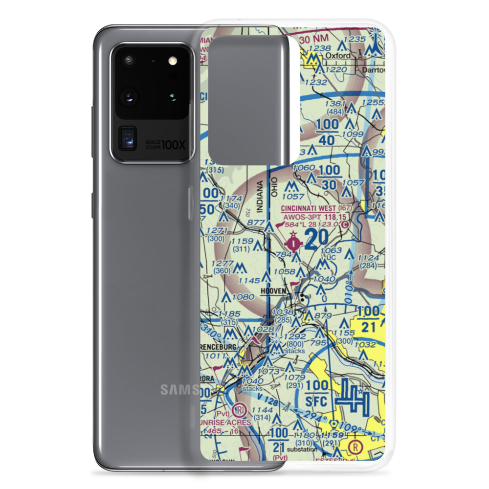 Cincinnati West Airport (I67) VFR Sectional Samsung Case Samsung Galaxy S20 Ultra model shown