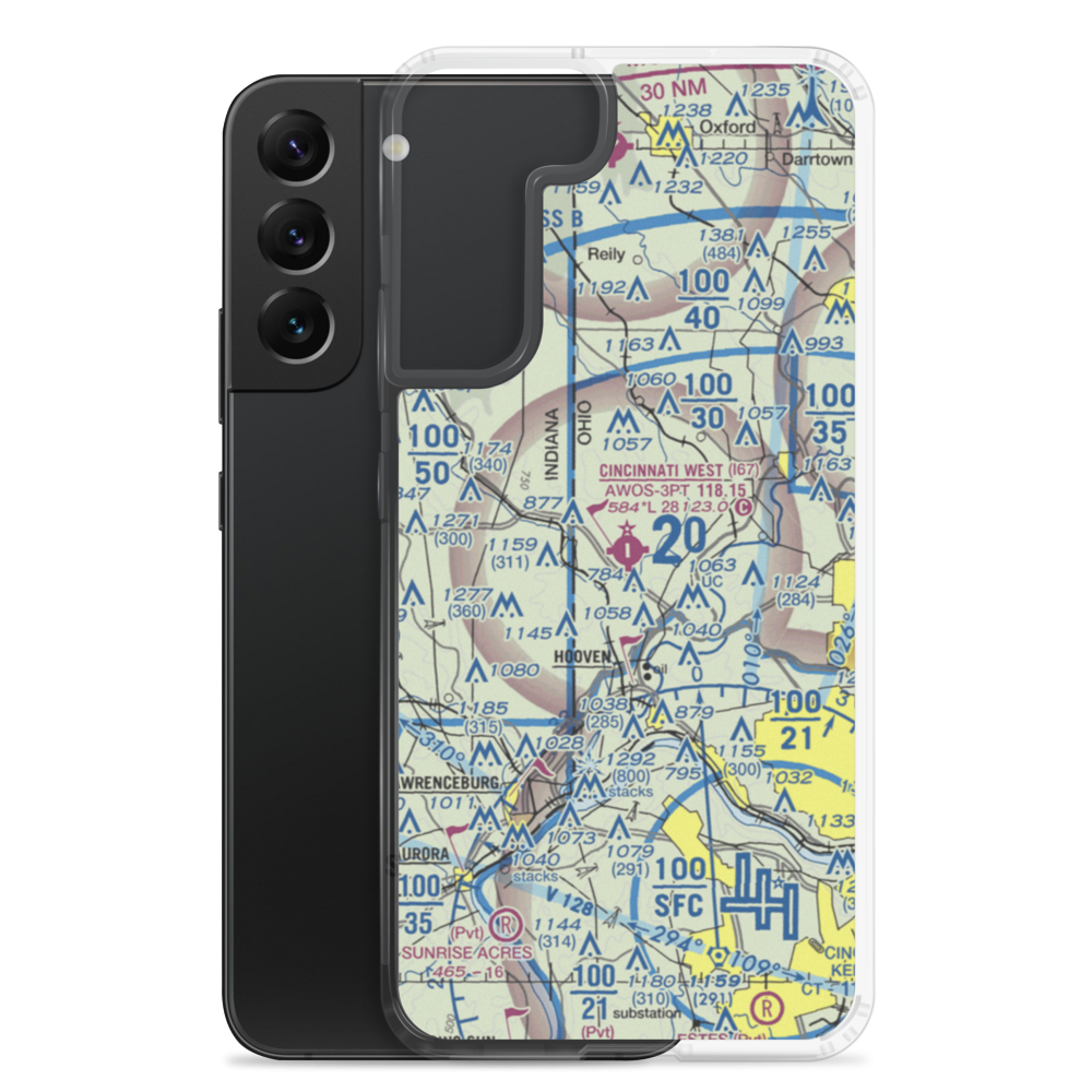 Cincinnati West Airport (I67) VFR Sectional Samsung Case Samsung Galaxy S22 Plus model shown