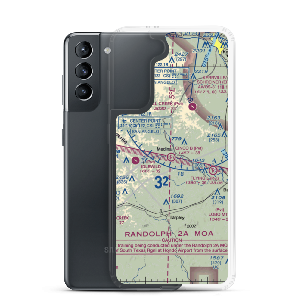 Cinco B Ranch Airport (87XS) VFR Sectional Samsung Case Samsung Galaxy S21 model shown