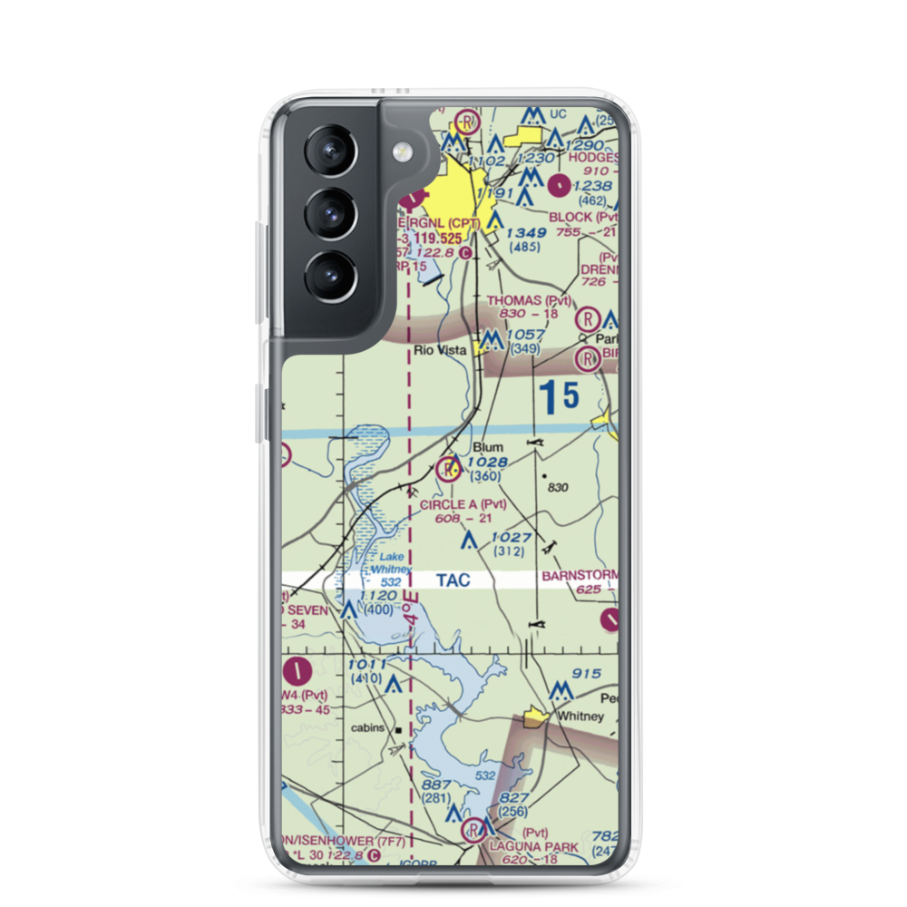 Circle 'A' Ranch Airport (05TX) VFR Sectional Samsung Case Samsung Galaxy S21 model shown