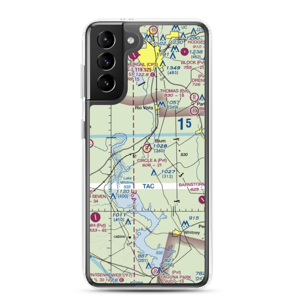 Circle 'A' Ranch Airport (05TX) VFR Sectional Samsung Case Samsung Galaxy S21 Plus model shown