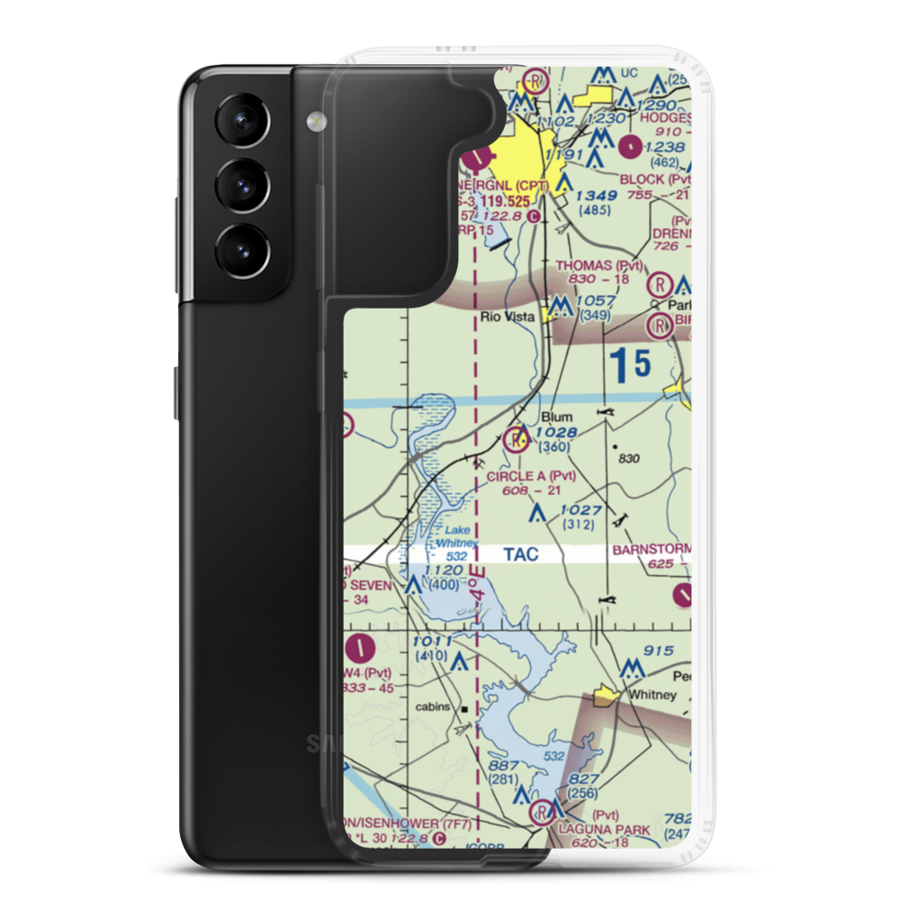 Circle 'A' Ranch Airport (05TX) VFR Sectional Samsung Case Samsung Galaxy S21 Plus model shown