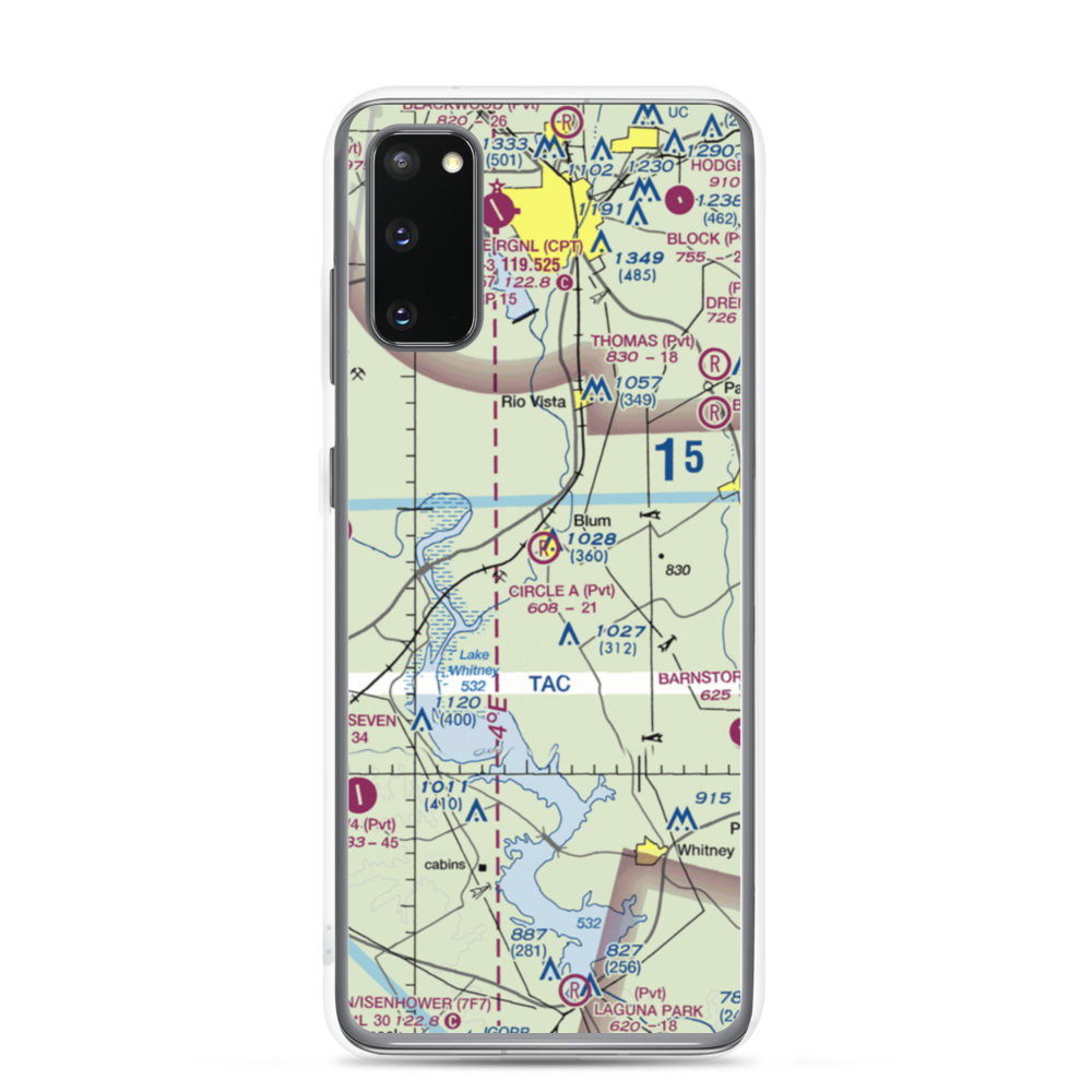Circle 'A' Ranch Airport (05TX) VFR Sectional Samsung Case Samsung Galaxy S20 model shown