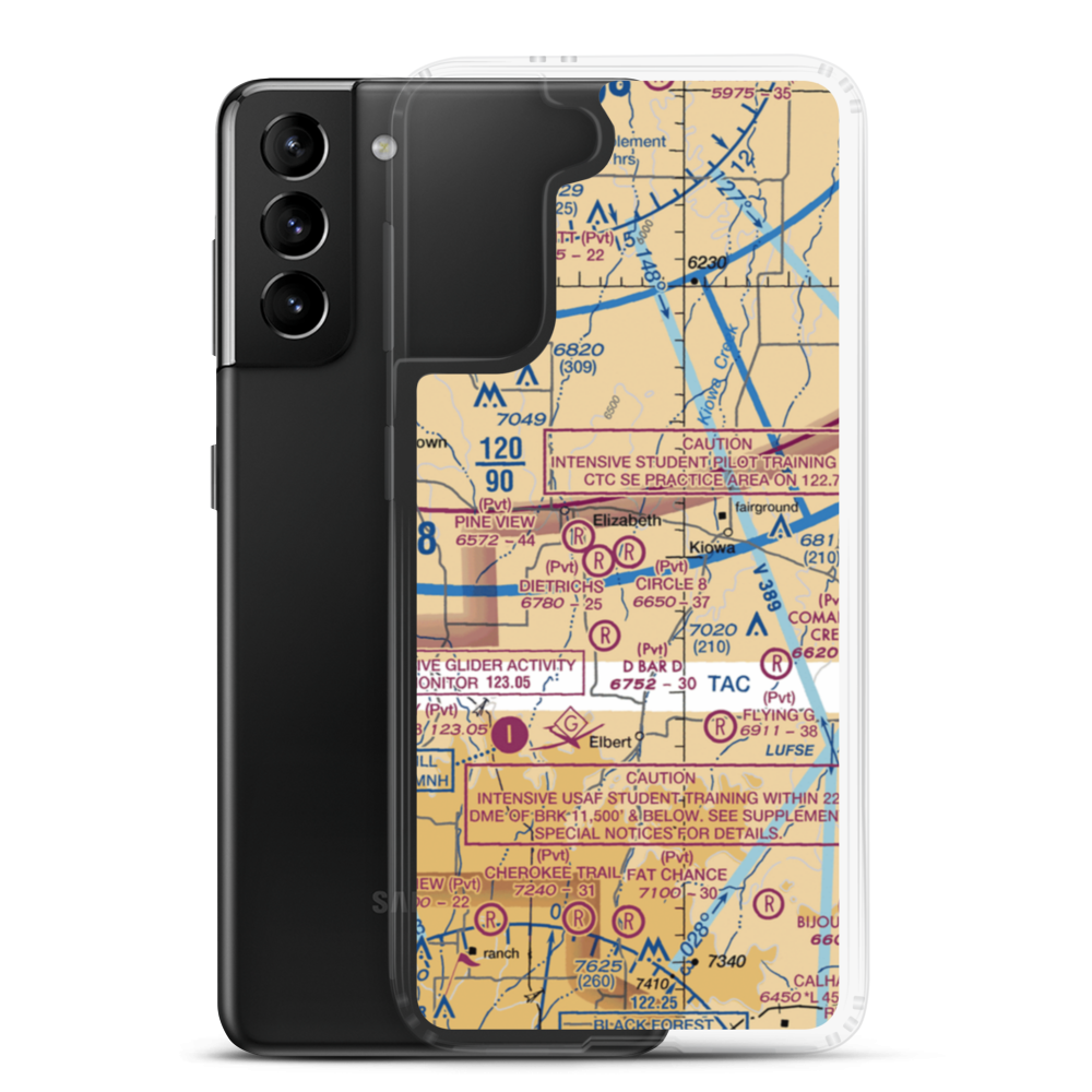 Circle 8 Ranch Airport (CO42) VFR Sectional Samsung Case Samsung Galaxy S21 Plus model shown