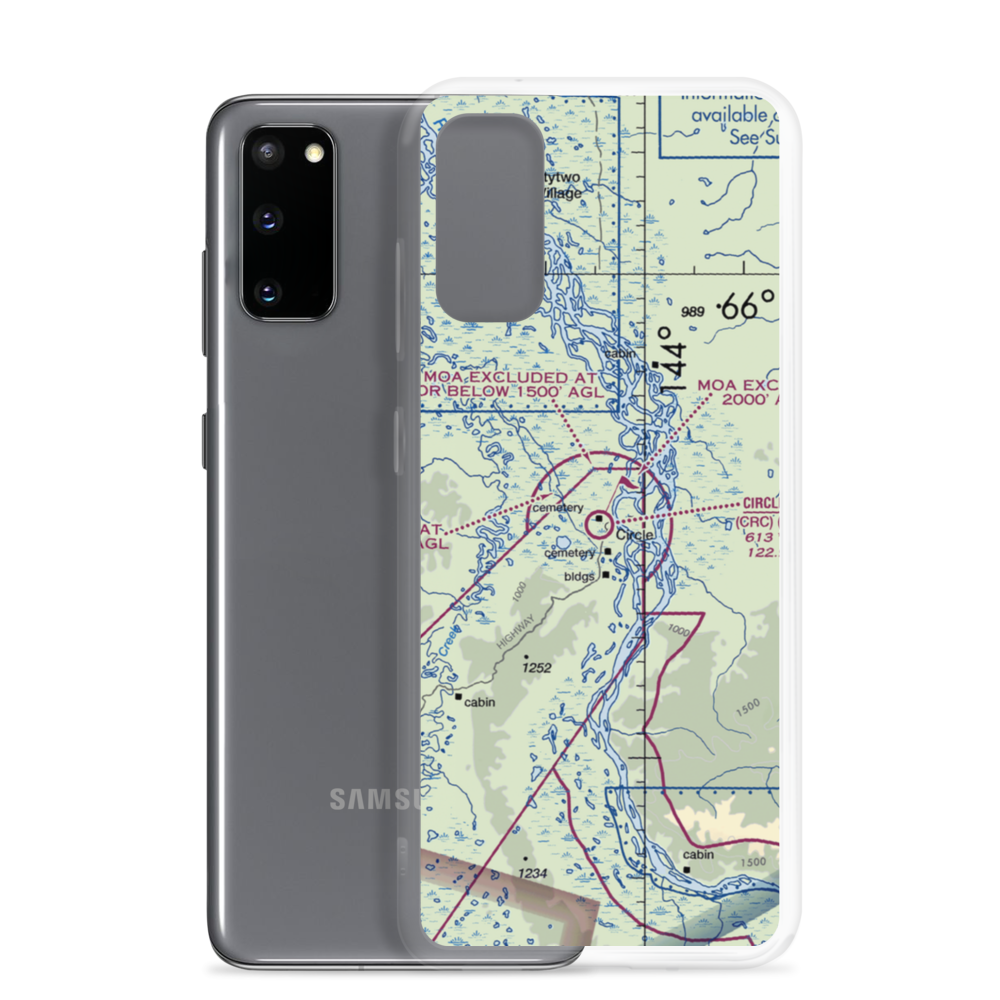 Circle City /New/ Airport (CRC) VFR Sectional Samsung Case Samsung Galaxy S20 model shown