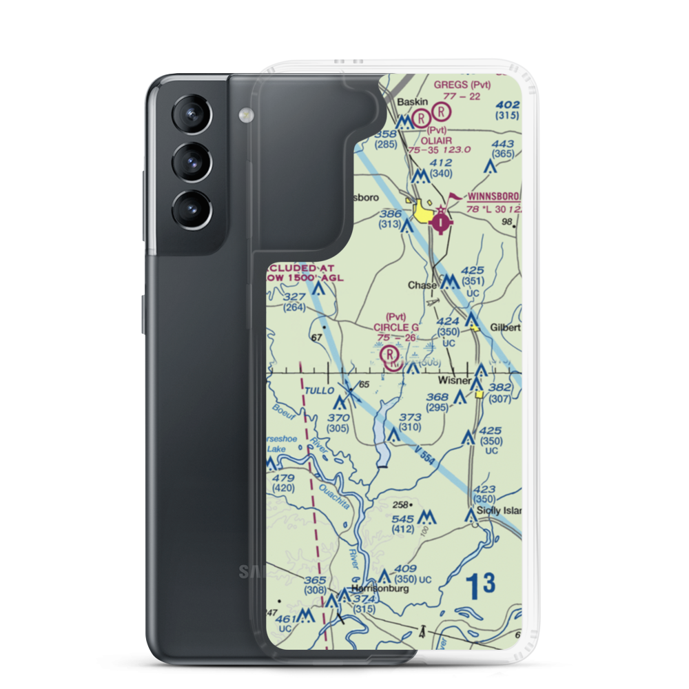 Circle G Airport (LS16) VFR Sectional Samsung Case Samsung Galaxy S21 model shown