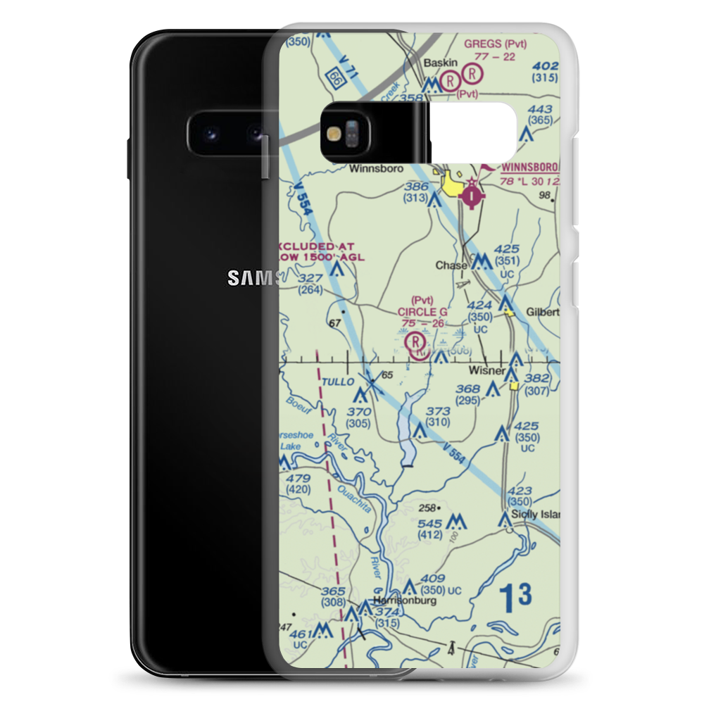 Circle G Airport (LS16) VFR Sectional Samsung Case Samsung Galaxy S10+ model shown