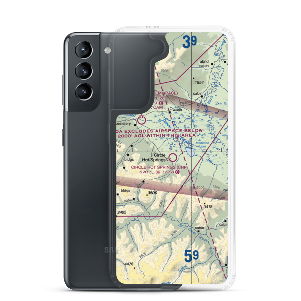 Circle Hot Springs Airport (CHP) VFR Sectional Samsung Case Samsung Galaxy S21 model shown