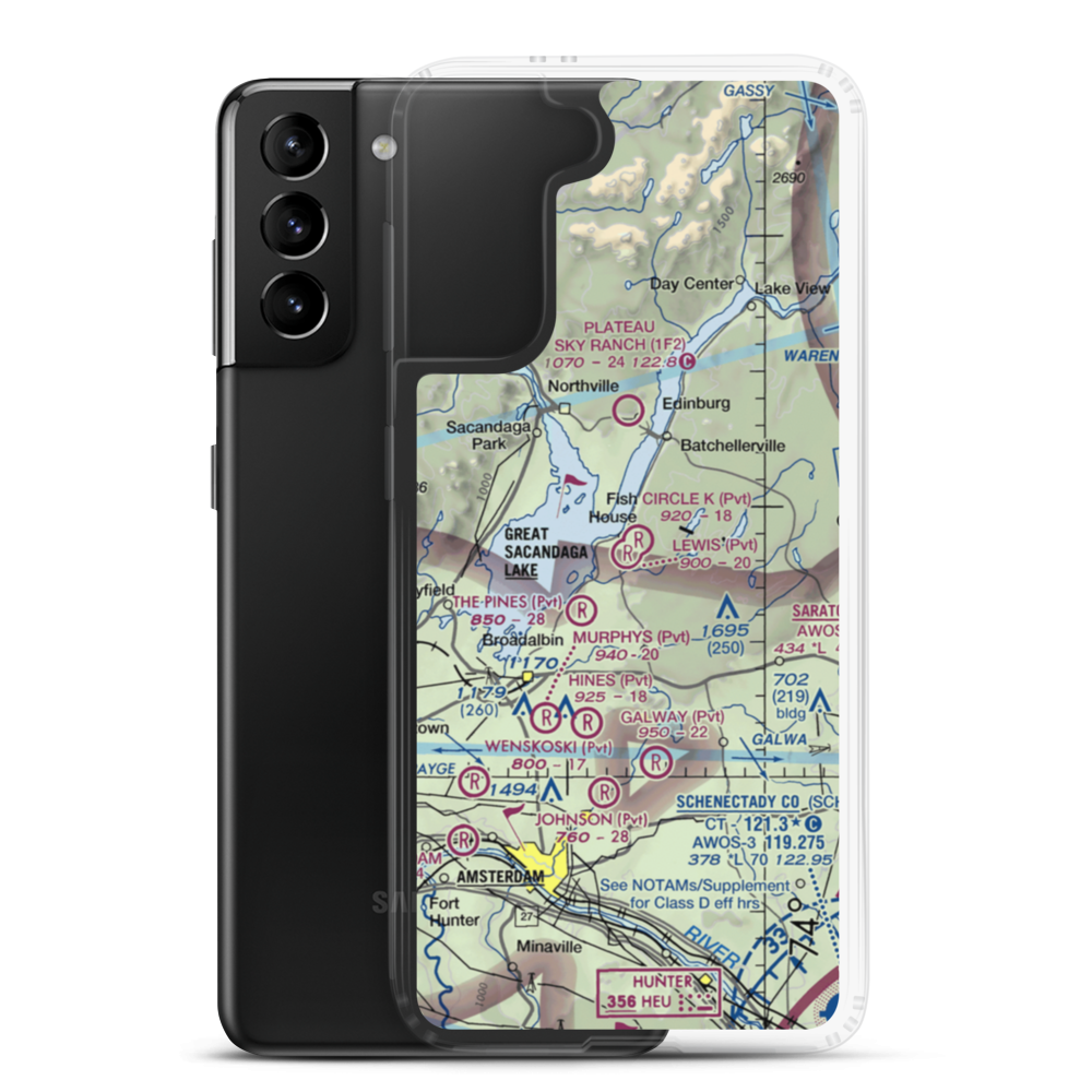 Circle K Ranch Airport (NY65) VFR Sectional Samsung Case Samsung Galaxy S21 Plus model shown