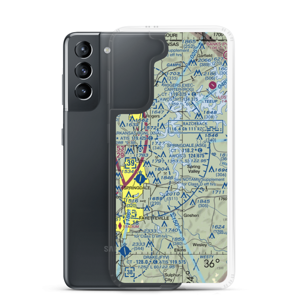 Circle S Farms Airport (AR91) VFR Sectional Samsung Case Samsung Galaxy S21 model shown