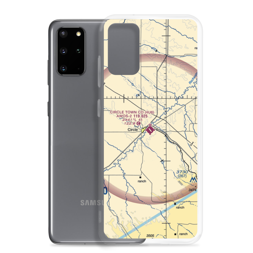 Circle Town County Airport (4U6) VFR Sectional Samsung Case Samsung Galaxy S20 Plus model shown