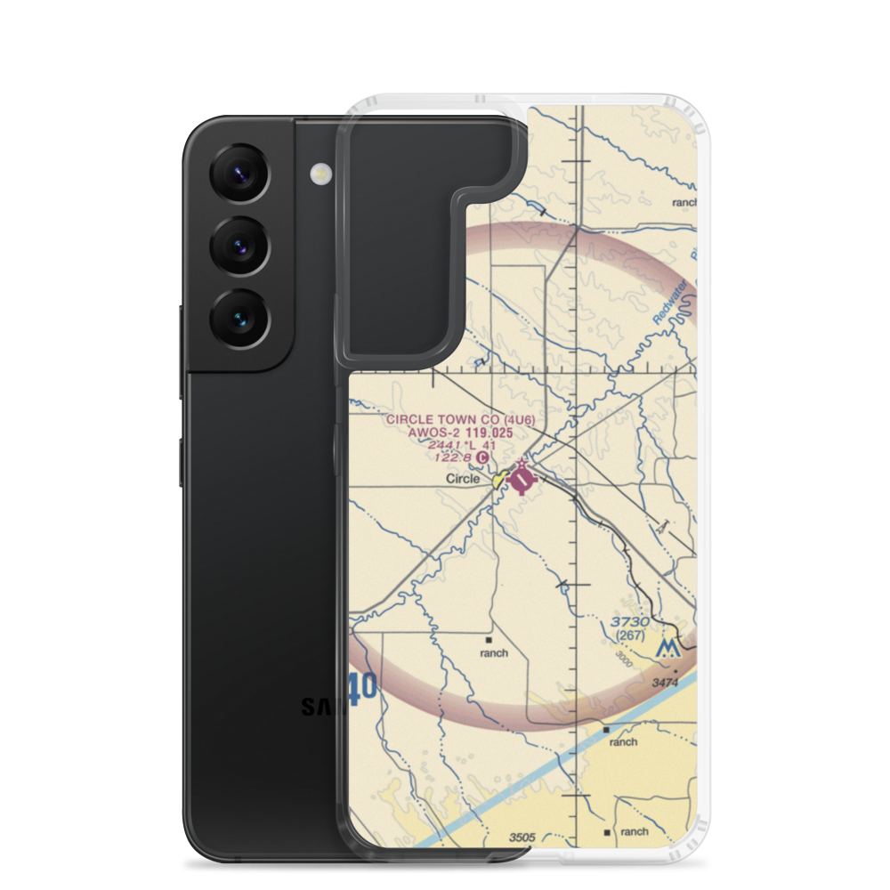 Circle Town County Airport (4U6) VFR Sectional Samsung Case Samsung Galaxy S22 model shown