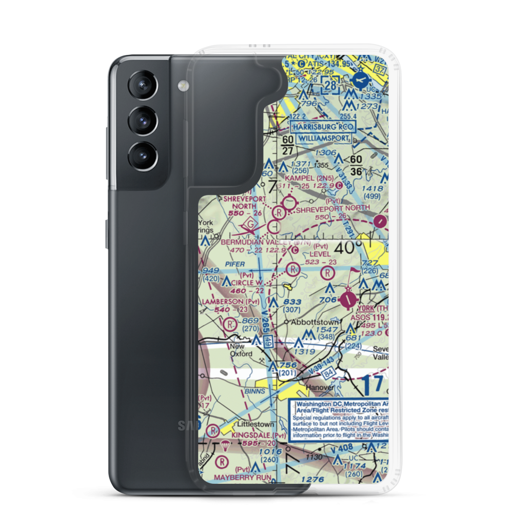 Circle W Airfield (PA72) VFR Sectional Samsung Case Samsung Galaxy S21 model shown