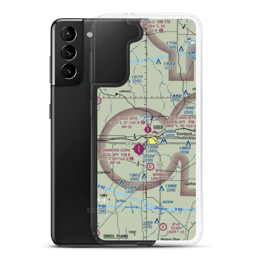 Cisco Municipal Airport (3F2) VFR Sectional Samsung Case Samsung Galaxy S21 Plus model shown