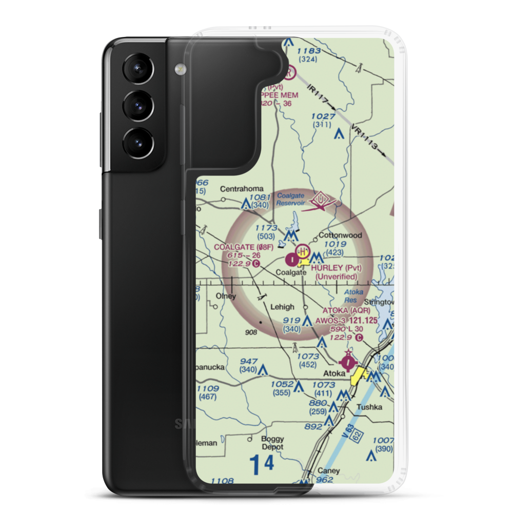 City of Coalgate Airport (08F) VFR Sectional Samsung Case Samsung Galaxy S21 Plus model shown