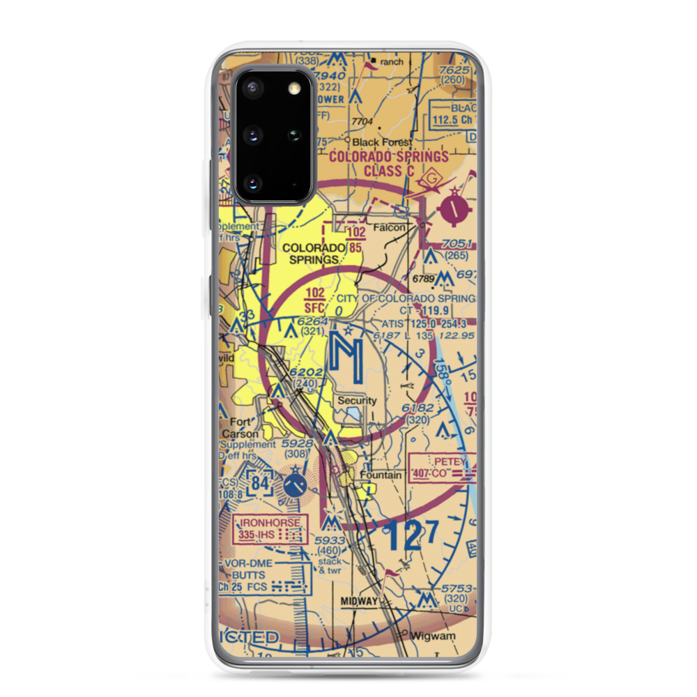 City of Colorado Springs Municipal Airport (COS) VFR Sectional Samsung Case Samsung Galaxy S20 Plus model shown