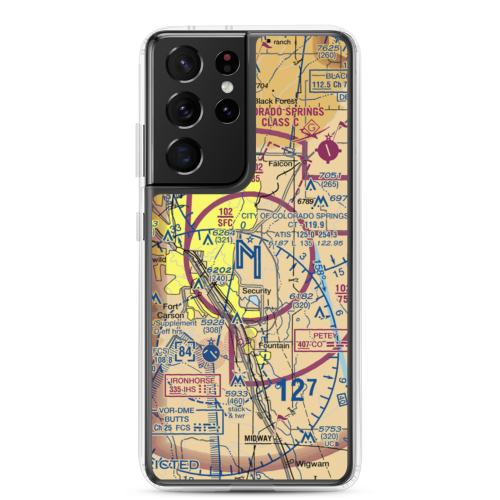 City of Colorado Springs Municipal Airport (COS) VFR Sectional Samsung Case Samsung Galaxy S21 Ultra model shown