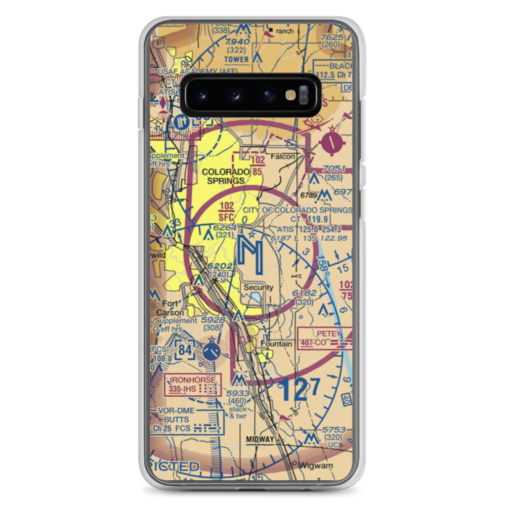 City of Colorado Springs Municipal Airport (COS) VFR Sectional Samsung Case Samsung Galaxy S10+ model shown