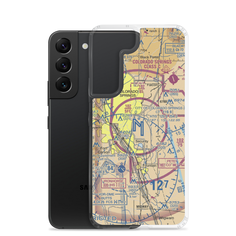 City of Colorado Springs Municipal Airport (COS) VFR Sectional Samsung Case Samsung Galaxy S22 model shown