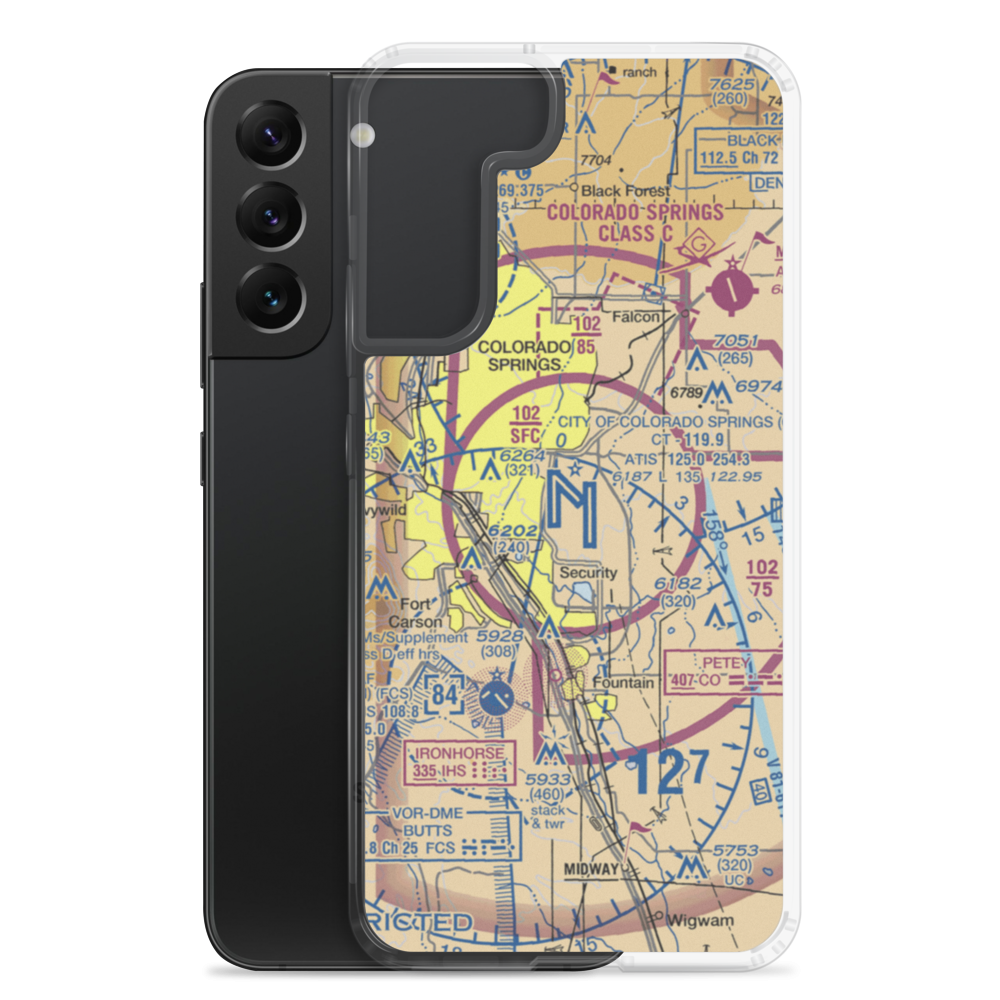 City of Colorado Springs Municipal Airport (COS) VFR Sectional Samsung Case Samsung Galaxy S22 Plus model shown