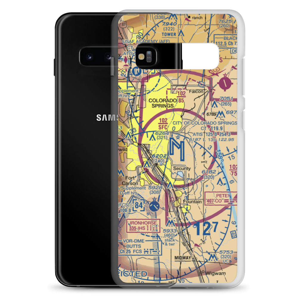City of Colorado Springs Municipal Airport (COS) VFR Sectional Samsung Case Samsung Galaxy S10+ model shown