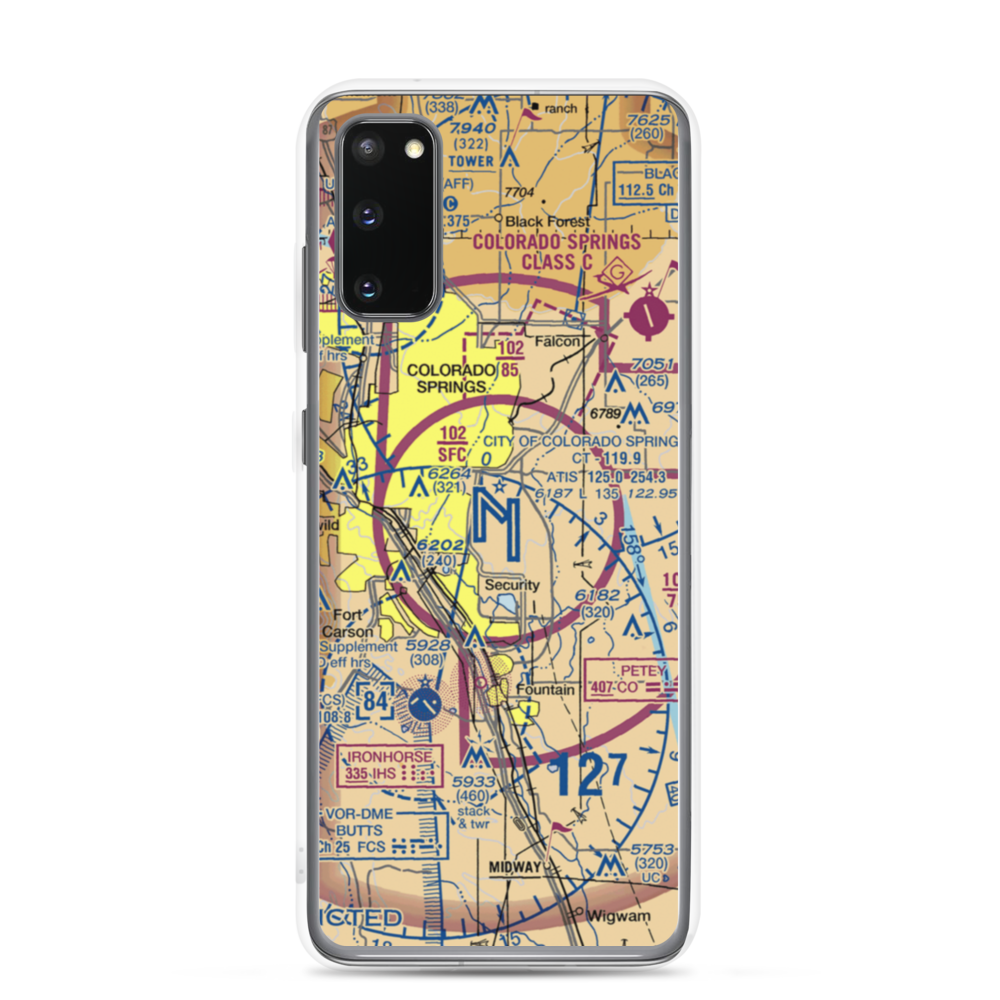 City of Colorado Springs Municipal Airport (COS) VFR Sectional Samsung Case Samsung Galaxy S20 model shown