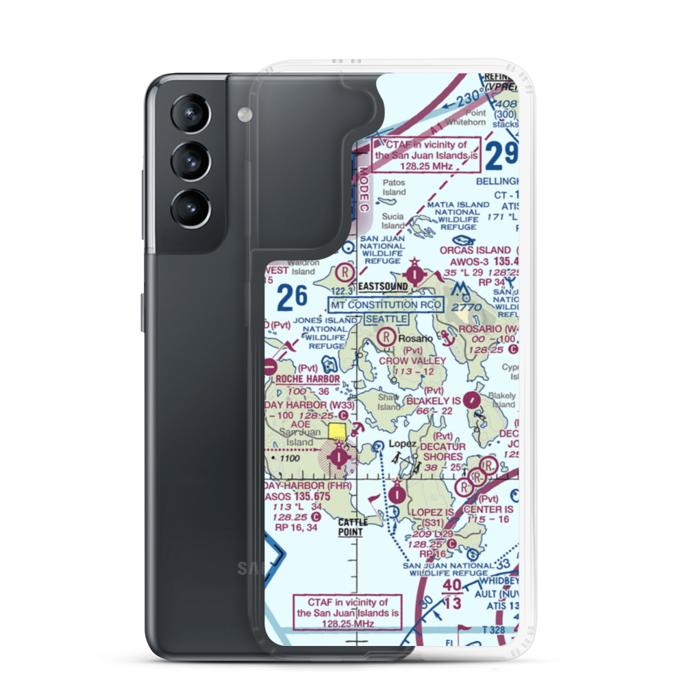 Clam Harbor Airport (WA35) VFR Sectional Samsung Case Samsung Galaxy S21 model shown