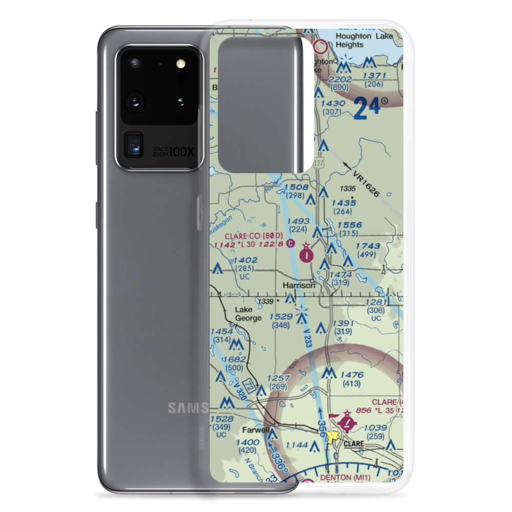 Clare County Airport (80D) VFR Sectional Samsung Case Samsung Galaxy S20 Ultra model shown