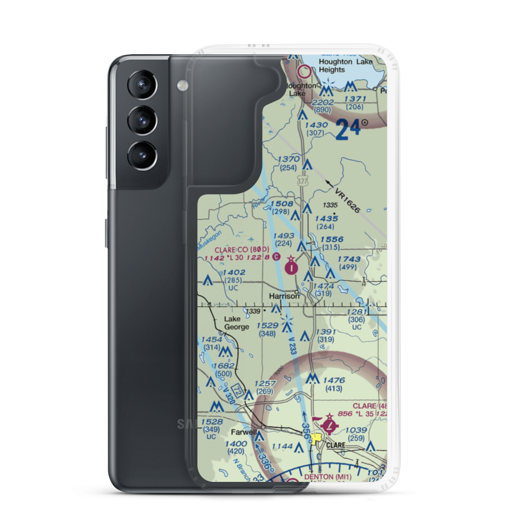 Clare County Airport (80D) VFR Sectional Samsung Case Samsung Galaxy S21 model shown