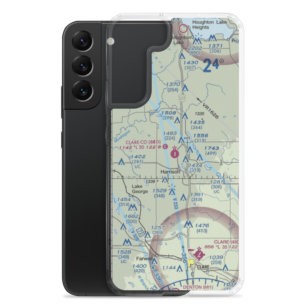 Clare County Airport (80D) VFR Sectional Samsung Case Samsung Galaxy S22 Plus model shown