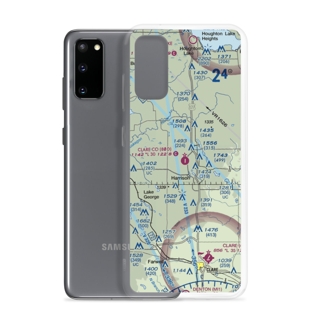 Clare County Airport (80D) VFR Sectional Samsung Case Samsung Galaxy S20 model shown