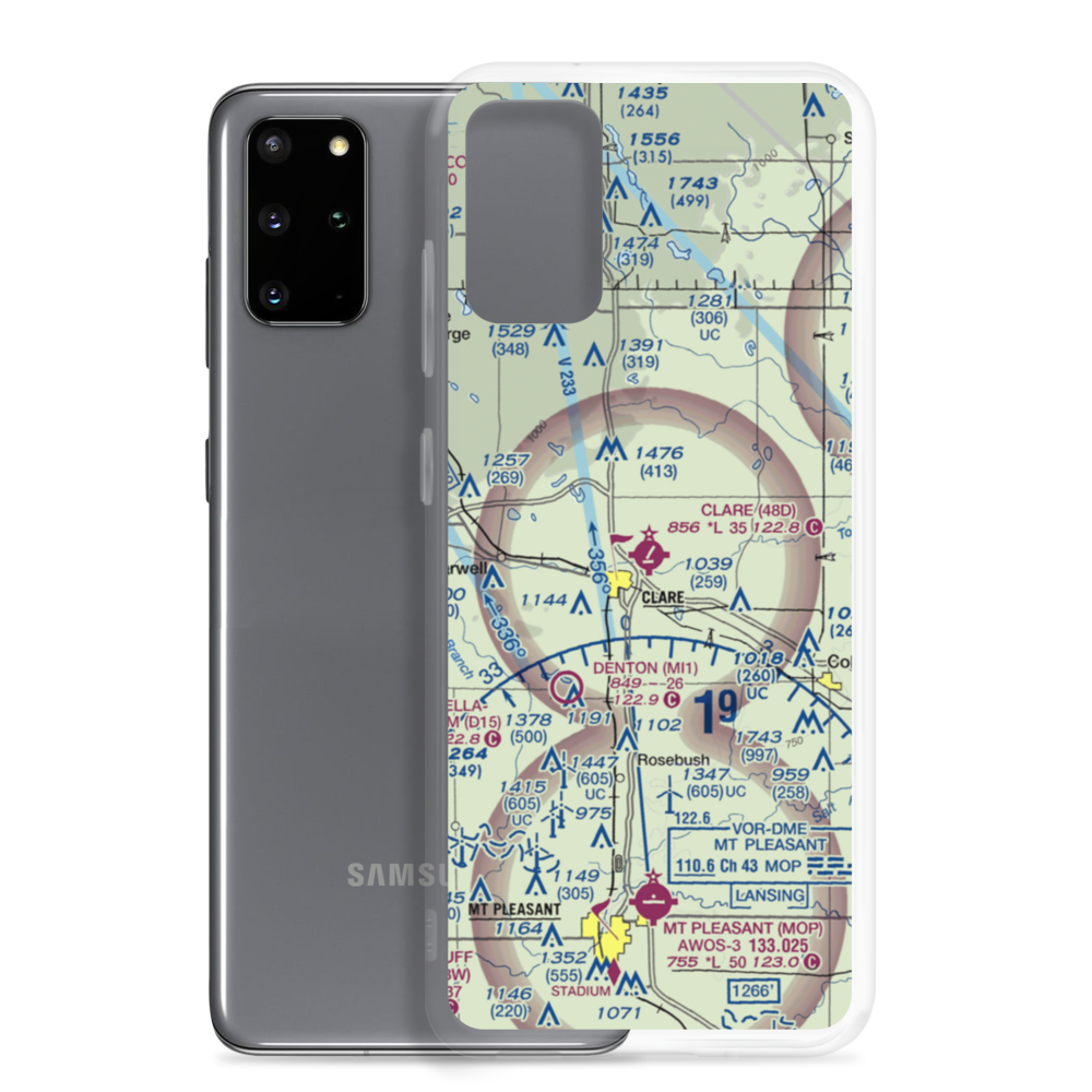 Clare Municipal Airport (48D) VFR Sectional Samsung Case Samsung Galaxy S20 Plus model shown