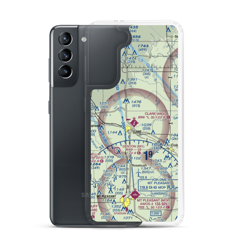 Clare Municipal Airport (48D) VFR Sectional Samsung Case Samsung Galaxy S21 model shown