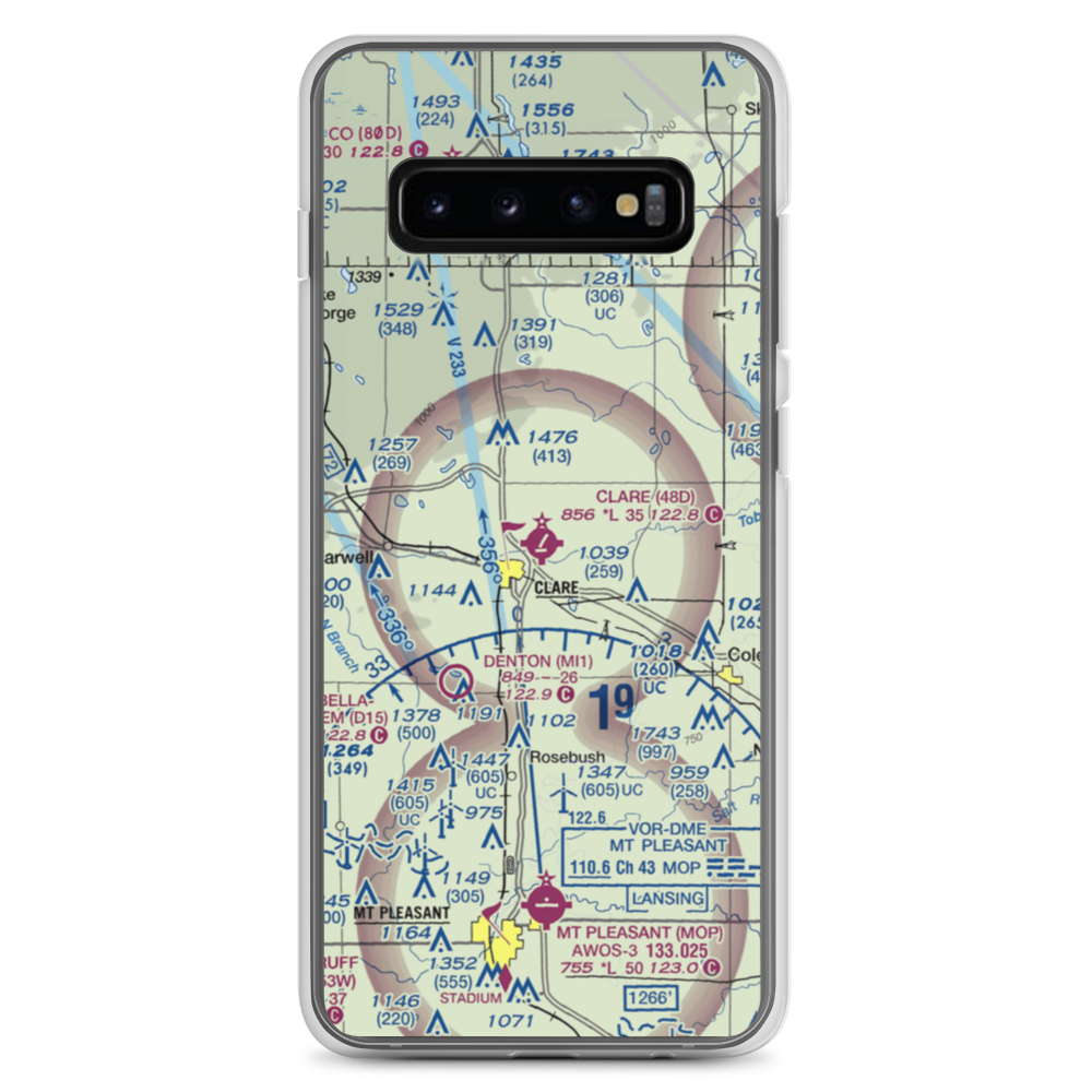Clare Municipal Airport (48D) VFR Sectional Samsung Case Samsung Galaxy S10+ model shown