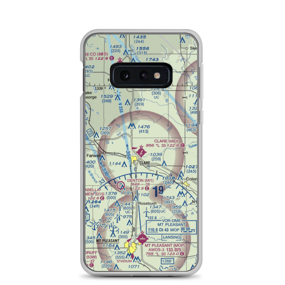 Clare Municipal Airport (48D) VFR Sectional Samsung Case Samsung Galaxy S10e model shown