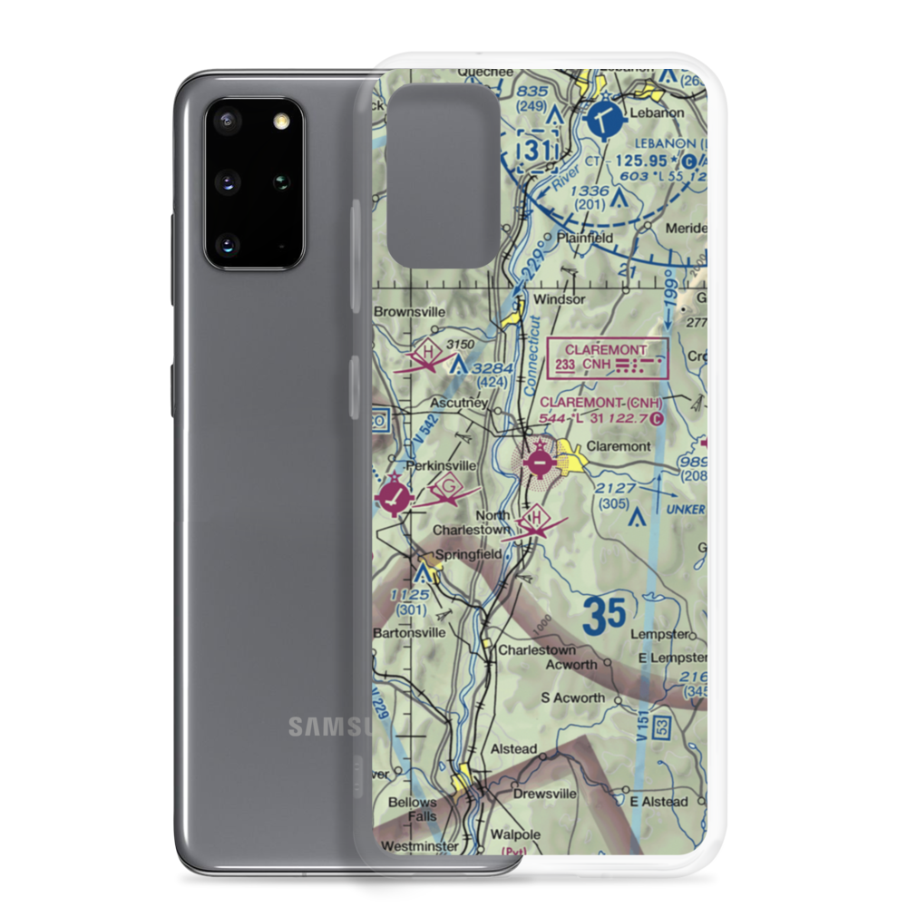 Claremont Municipal Airport (CNH) VFR Sectional Samsung Case Samsung Galaxy S20 Plus model shown